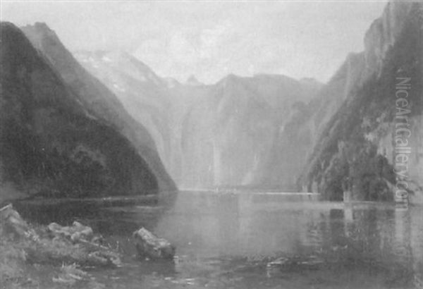 Blick Uber Den Konigssee Auf Den Watzmann Oil Painting by Heinrich Deuchert