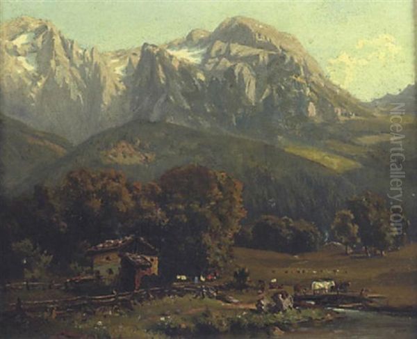 Ramsau Bei Berchtesgaden Oil Painting by Heinrich Deuchert