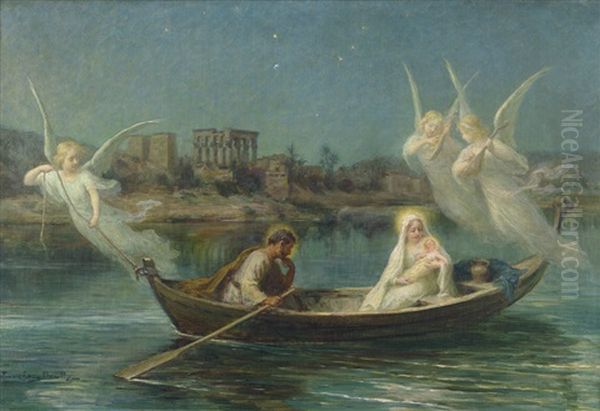 Die Flucht Nach Agypten Oil Painting by Eugene Auguste Francois Deully