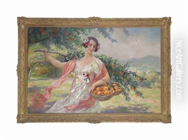 The Orange Picker Oil Painting by Eugene Auguste Francois Deully