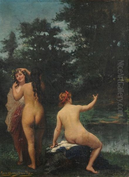 Die Nymphen Am Wasser Oil Painting by Eugene Auguste Francois Deully