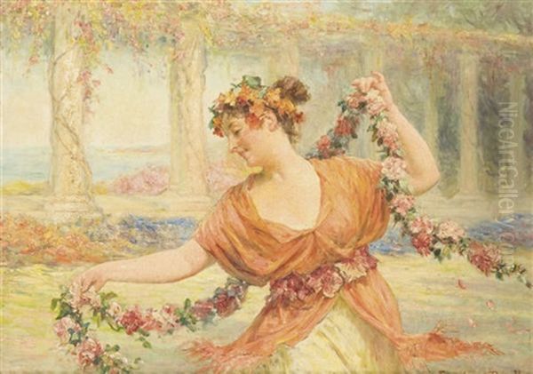 Le Collier De Fleurs Oil Painting by Eugene Auguste Francois Deully