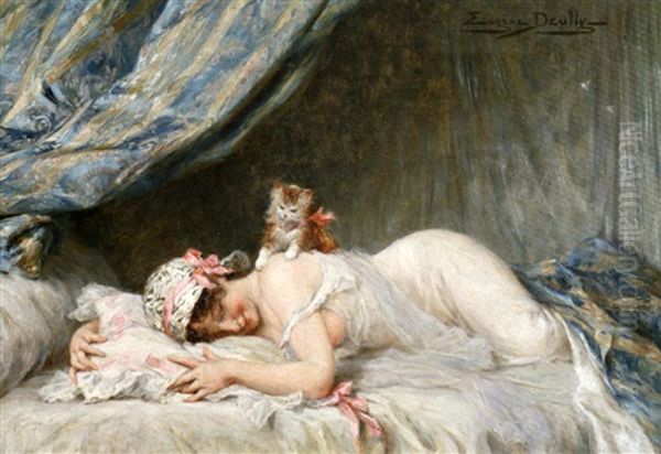 Espieglerie Oil Painting by Eugene Auguste Francois Deully