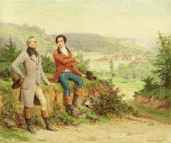 A Rest On The Way Oil Painting by Eugene Auguste Francois Deully