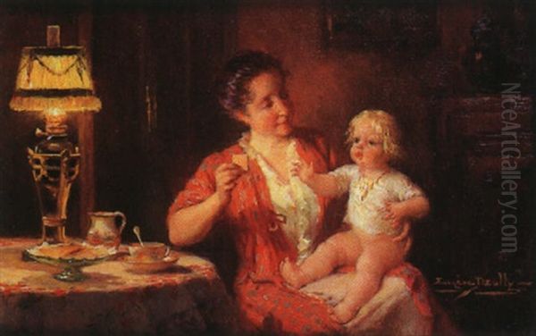 Le Biscuit Oil Painting by Eugene Auguste Francois Deully