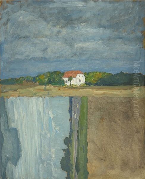 Zwei Landschaftsstudien (2 Works) Oil Painting by August Deusser