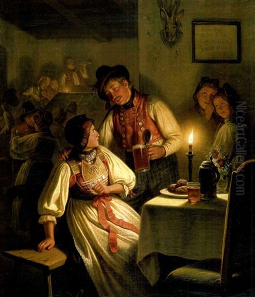 Pferderennen Unter Offizieren Oil Painting by August Deusser