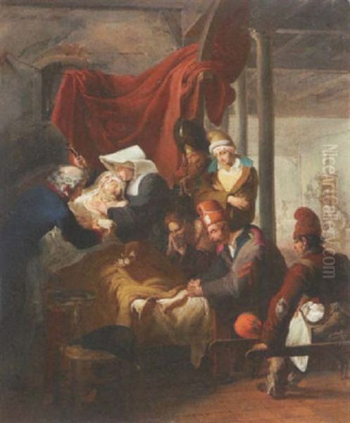 Scene D'hopital Militaire Avec Une Soeur De Charite Oil Painting by Francois-Joseph Deutsch