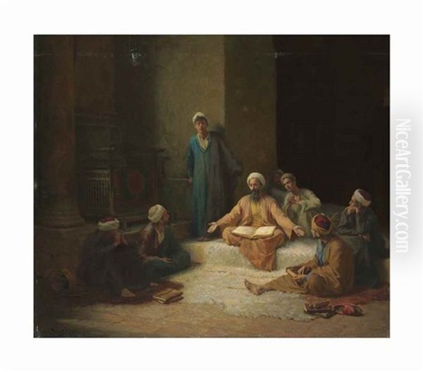 The Koran School Oil Painting by Ludwig Deutsch