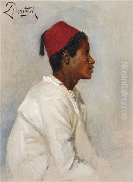 Junger Orientale Im Profil Oil Painting by Ludwig Deutsch