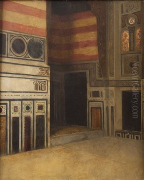 Interieur De Mosquee Oil Painting by Ludwig Deutsch