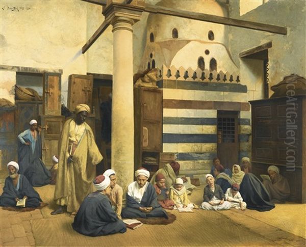 In The Madrasa Oil Painting by Ludwig Deutsch