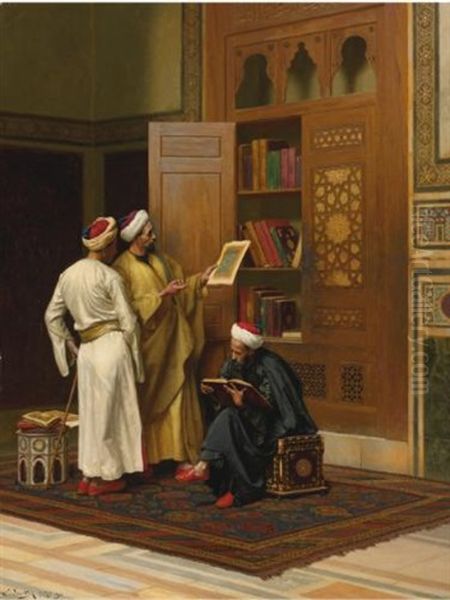 The Scholars Oil Painting by Ludwig Deutsch