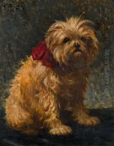 Hund Mit Rotem Halsband Oil Painting by Ludwig Deutsch