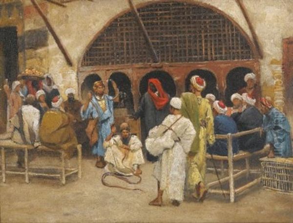 The Snake Charmers (study) Oil Painting by Ludwig Deutsch