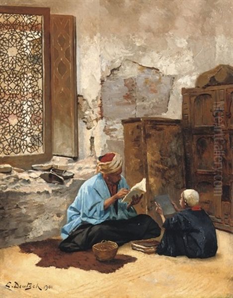 The Lesson Oil Painting by Ludwig Deutsch