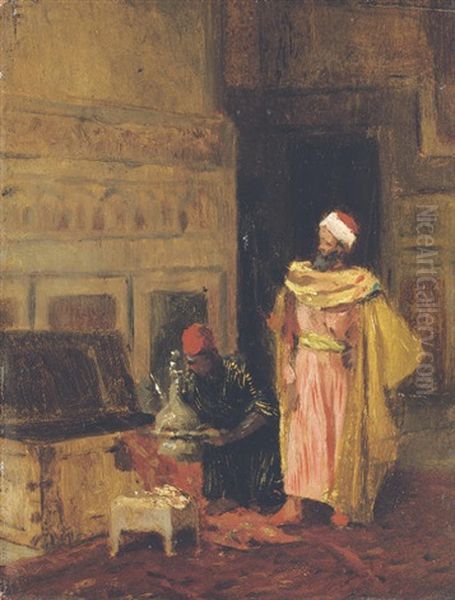 An Arab With His Servant Oil Painting by Ludwig Deutsch