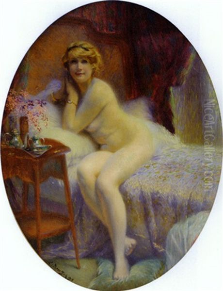 L'heure Du The Oil Painting by Ludwig Deutsch