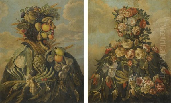 An Anthropomorphic Still-life Profile Of A Woman Oil Painting by Giuseppe Arcimboldo