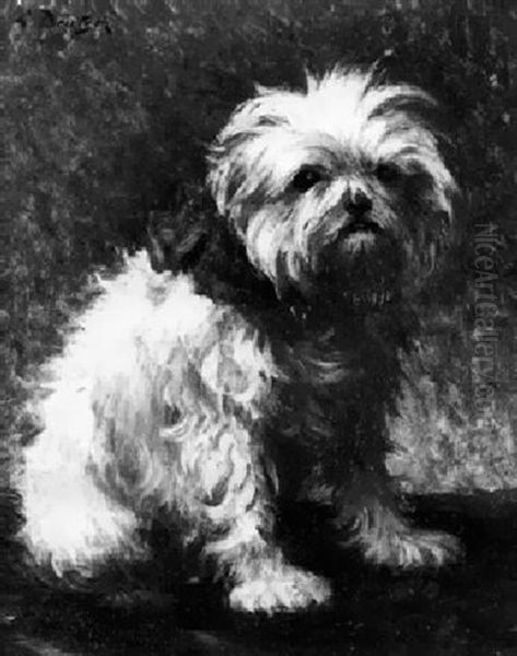 Chien Au Ruban Rouge Oil Painting by Ludwig Deutsch