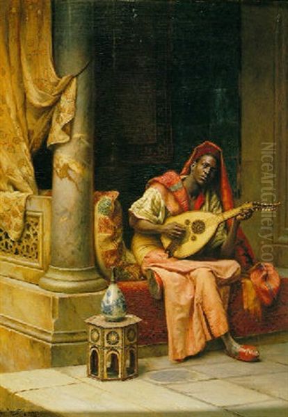 The Musician Oil Painting by Ludwig Deutsch