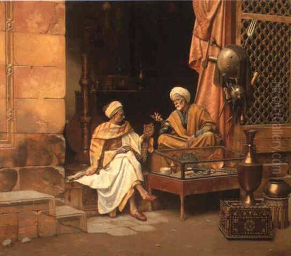 The Antique Dealer Oil Painting by Ludwig Deutsch