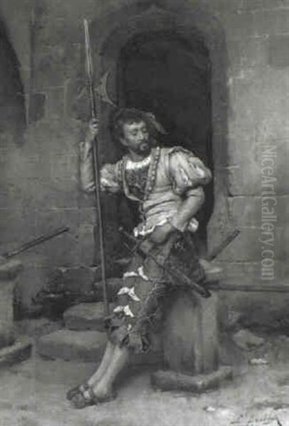 Le Hallebardier Oil Painting by Ludwig Deutsch