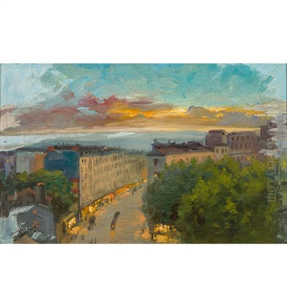 Abendliche Stadtansicht Oil Painting by Andre Devambez