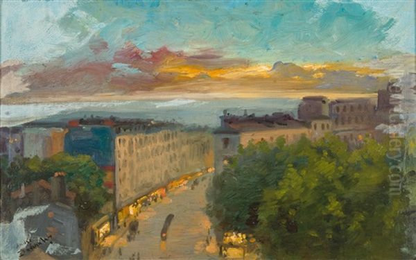 Abendliche Stadtansicht Oil Painting by Andre Devambez