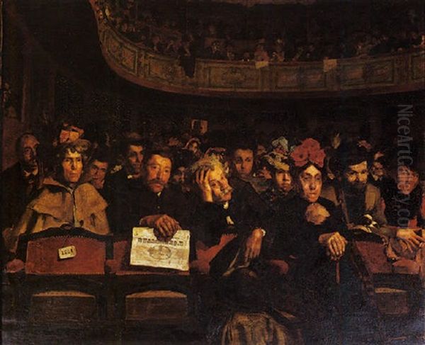 Une Premiere Au Theatre Montmartre Oil Painting by Andre Devambez