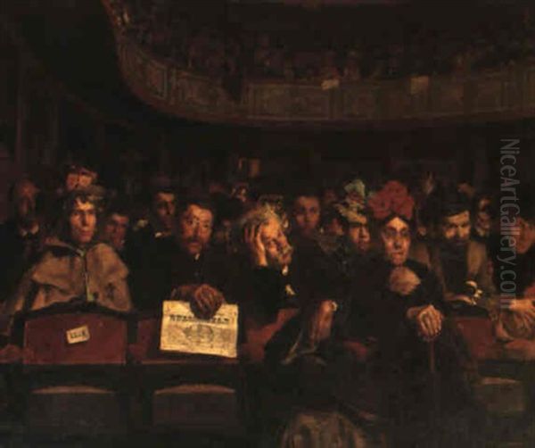 Une Premiere Au Theatre Montparnasse Oil Painting by Andre Devambez