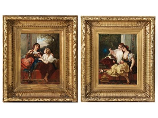 Madchen Im Serail (pair) Oil Painting by Louis Devedeux