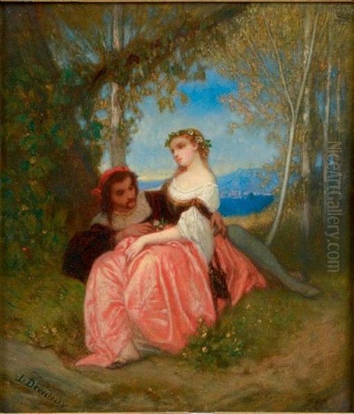 Couple D'amoureux Dans Un Bosquet Oil Painting by Louis Devedeux