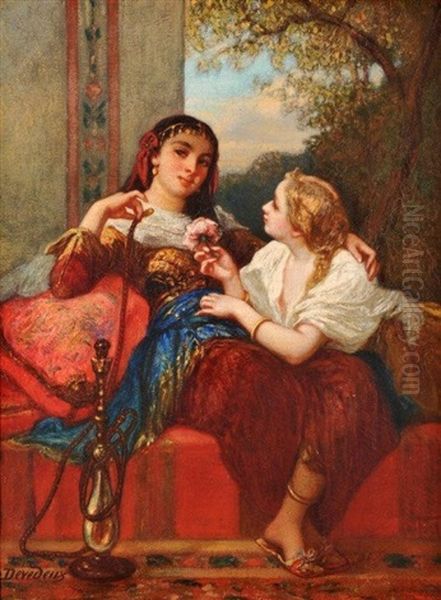 Femmes Orientales Au Narguile (pair) Oil Painting by Louis Devedeux