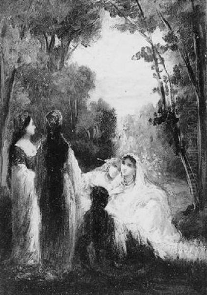 Courtisanes Dans Le Jardin Du Harem Oil Painting by Louis Devedeux