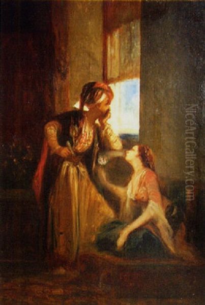 Scene D'interieur Turc Oil Painting by Louis Devedeux