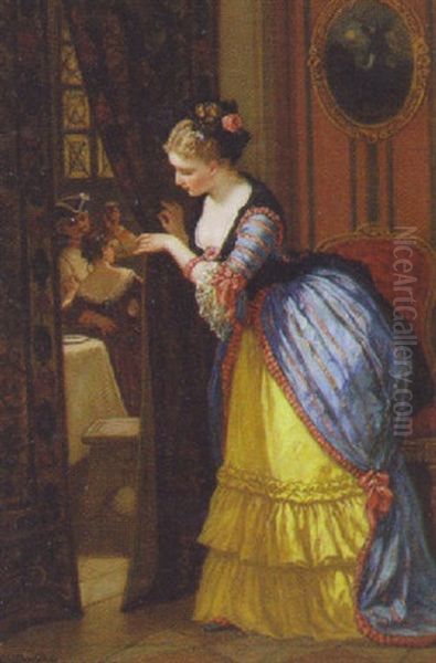 Eavesdropping Oil Painting by Louis Devedeux