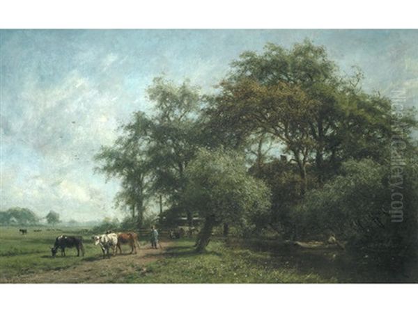 A Farmer's Life Oil Painting by Jan Frederik Van Deventer