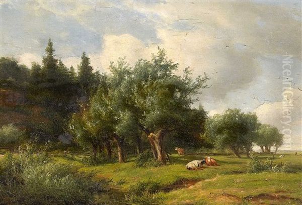 Weidelandschaft Mit Vieh Oil Painting by Jan Frederik Van Deventer