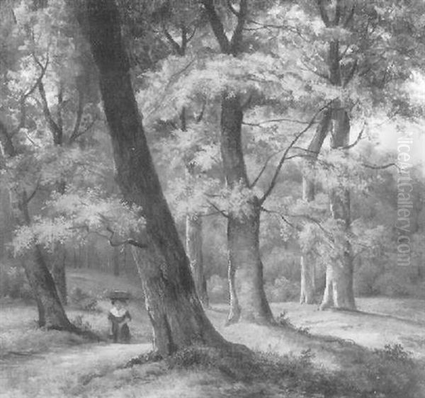 Laubwald Mit Staffage Oil Painting by Jan Frederik Van Deventer