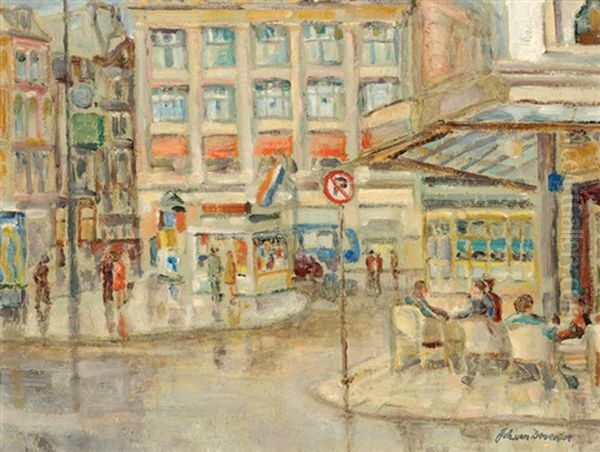 Heinekenhoek On The Leidseplein In Amsterdam Oil Painting by John Van Deventer