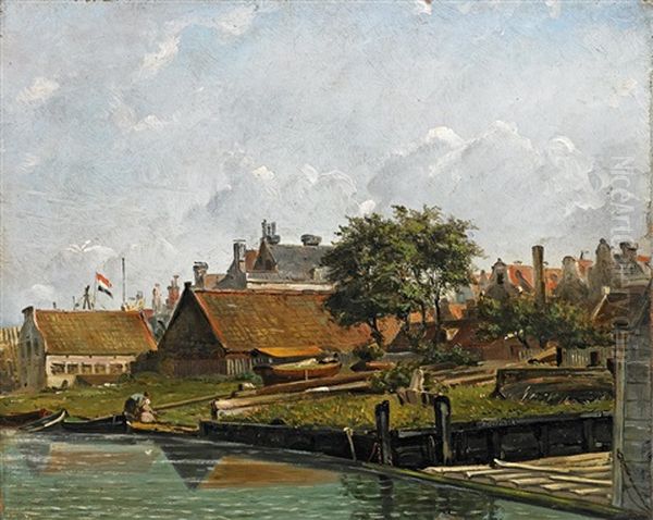 Werften Bei Einer Hollandischen Kustenstadt Oil Painting by Willem Anthonie van Deventer