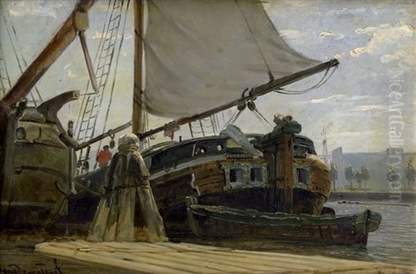 Segelschiffe Im Hafen Oil Painting by Willem Anthonie van Deventer