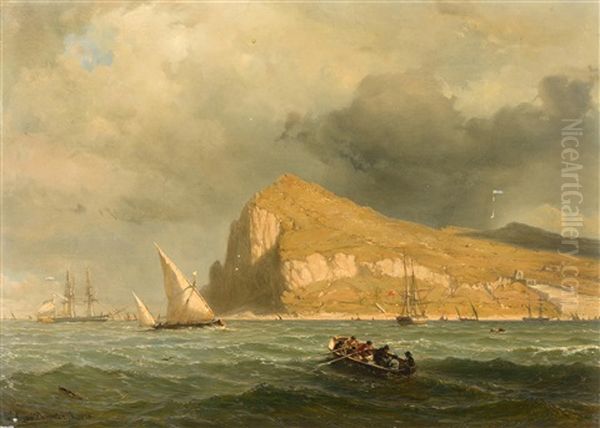 Marine Mit Steilkuste Im Hintergrund Oil Painting by Willem Anthonie van Deventer