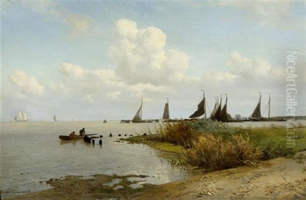 Segelschiffe An Der Zuiderzee Oil Painting by Willem Anthonie van Deventer