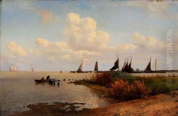 Segelschiffe An Der Kuste Oil Painting by Willem Anthonie van Deventer