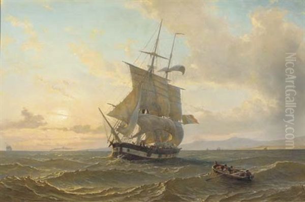 Setting Course At Sunset by Willem Anthonie van Deventer