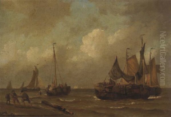 Le Retour Des Pecheurs Oil Painting by Willem Anthonie van Deventer