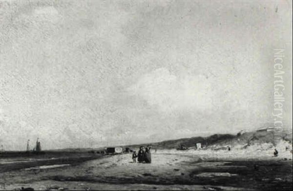 Figures On Scheveningen Beach Oil Painting by Willem Anthonie van Deventer