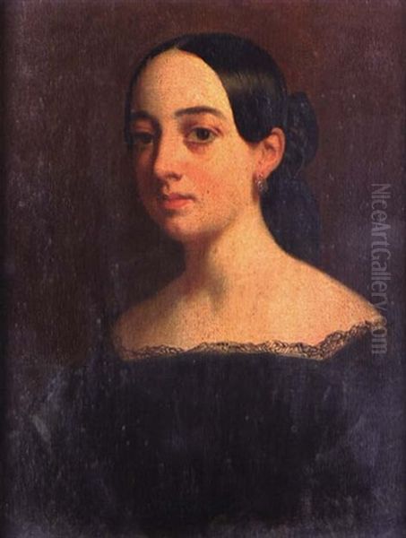 Portrait De Jeune Femme by Achille Jacques Jean Marie Deveria